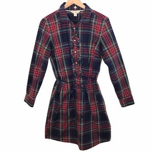 Brooks Brothers Red Fleece tartan plaid ruffle shirt dress